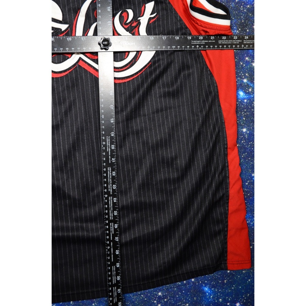 Vintage y2k Lost Jersey Tank Mens XL Black Red Pinstripe Basketball Sleeveless - Picture 5 of 8